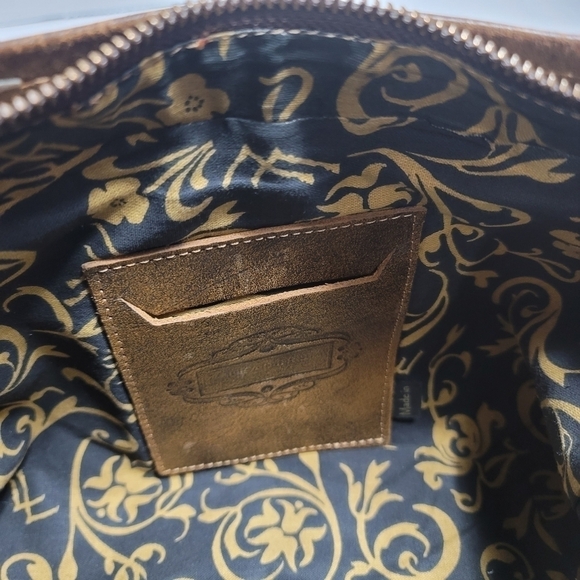 Leaders in Leather Handtooled Classic Tooled Shoulder Bag Medium Braided Strap - Picture 10 of 12